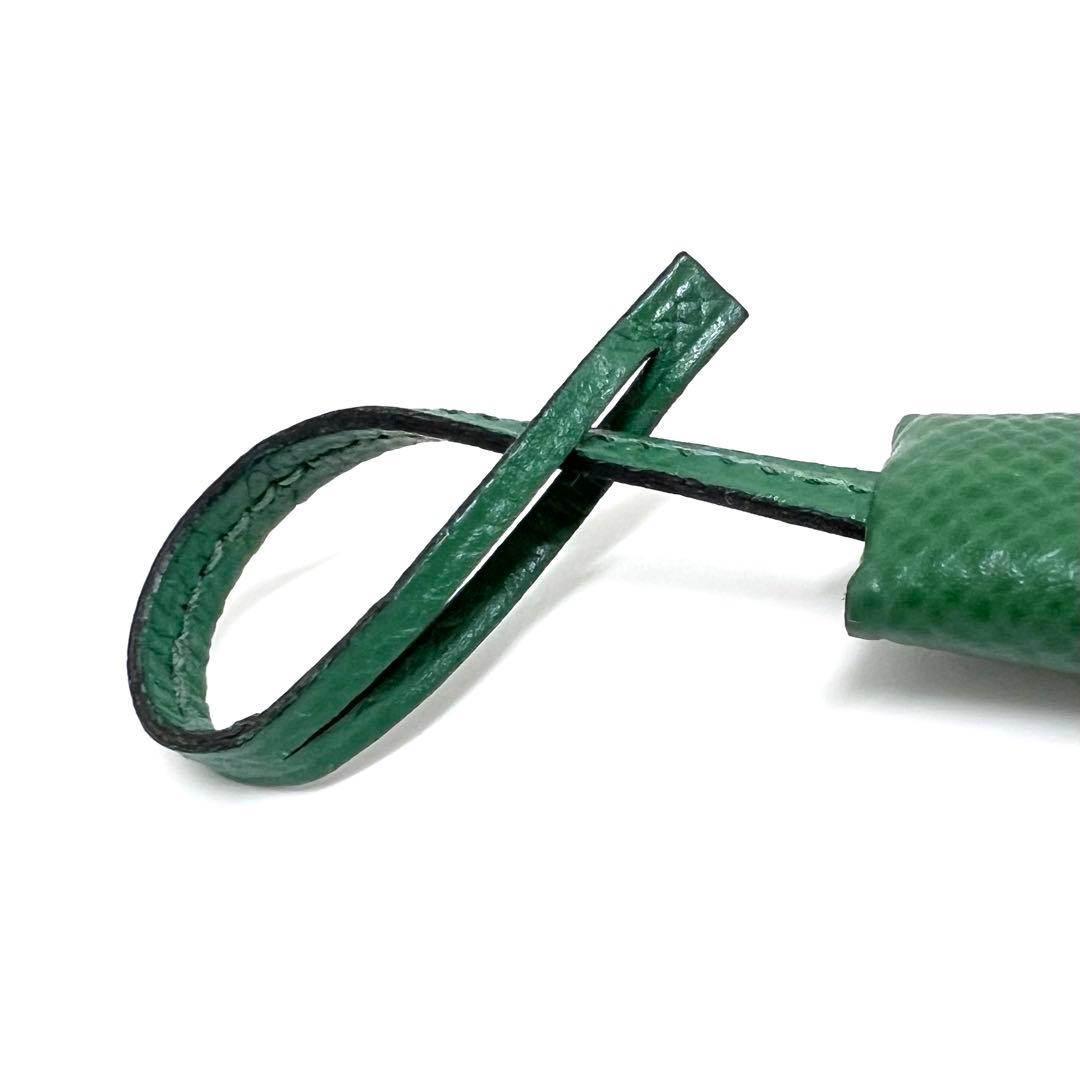 りんご✨HERMES エルメス ミニクロシェット バッグチャーム グリーン