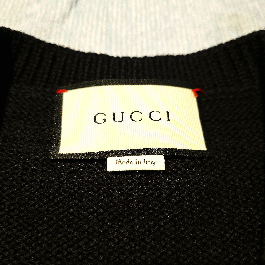 【美品】GUCCIBEE ワッペンVネックニットトップス 黒 XLサイズ