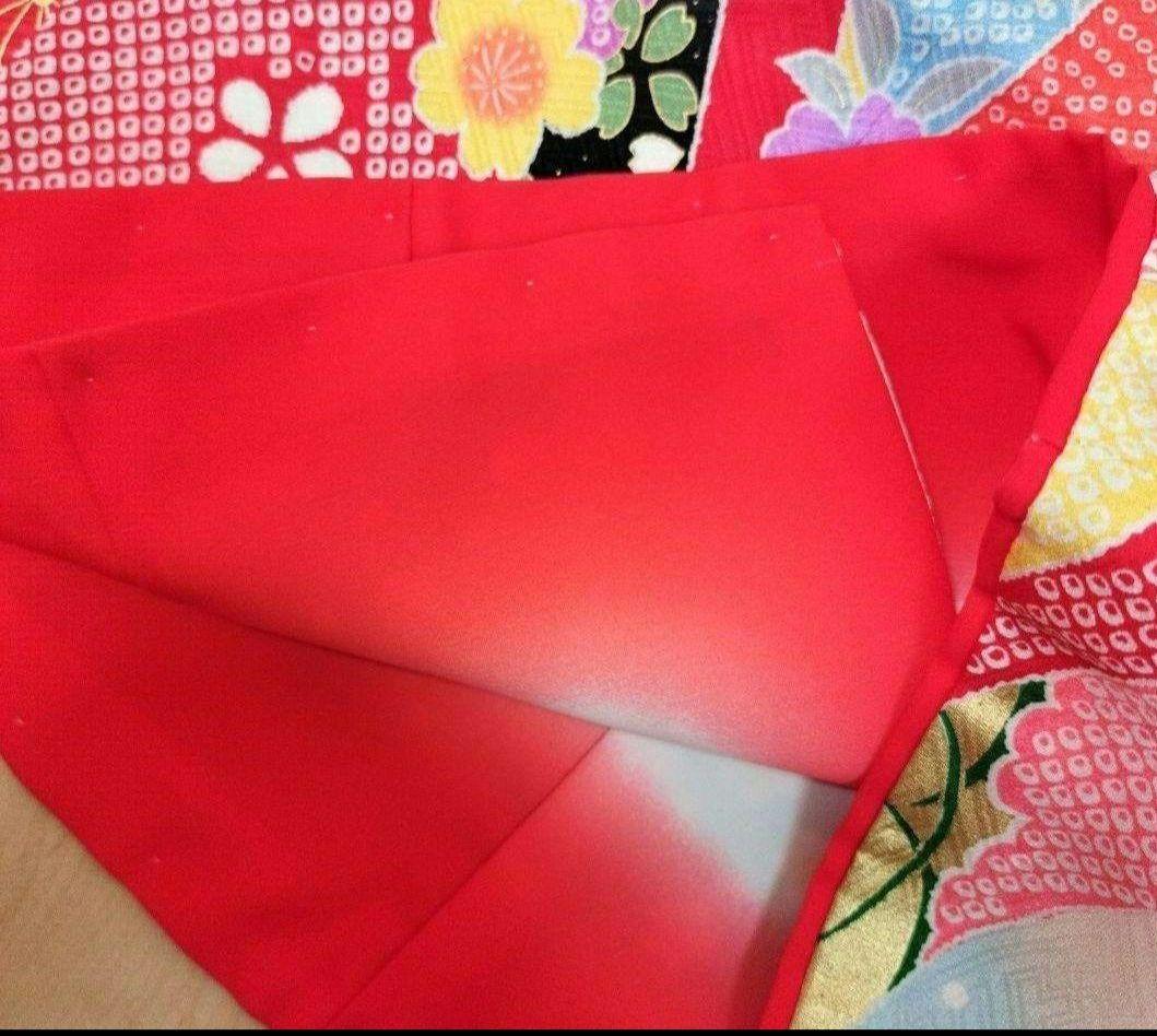 絹100 七五三用　 ピンク花柄着物セット