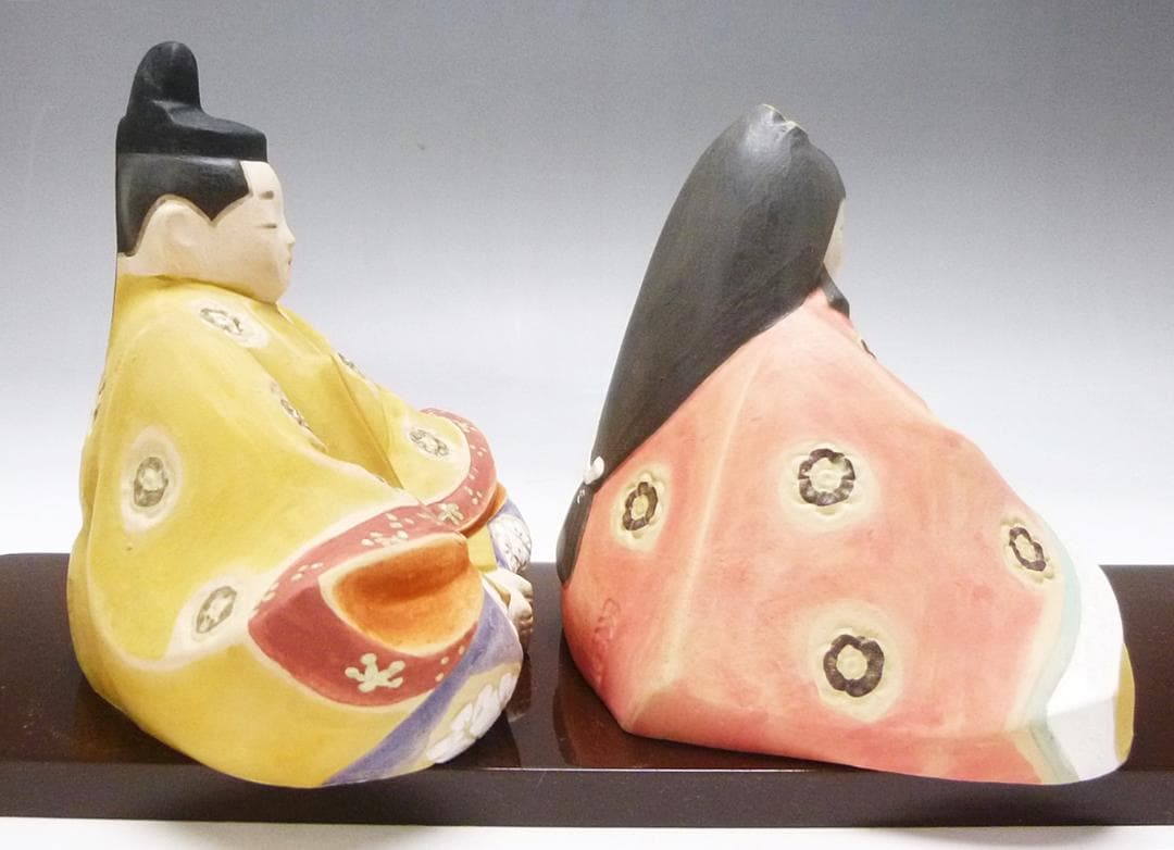 o0221-46 日展作家 北岡秀雄 伝え雛 陶器人形 ひな祭り ひな人形