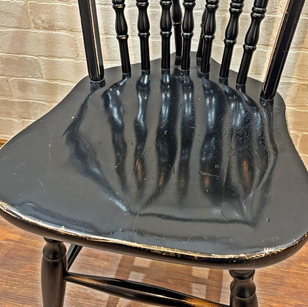 秋田木工 アンティーク レトロ ブラック スピンドルバック ウィンザーチェア①