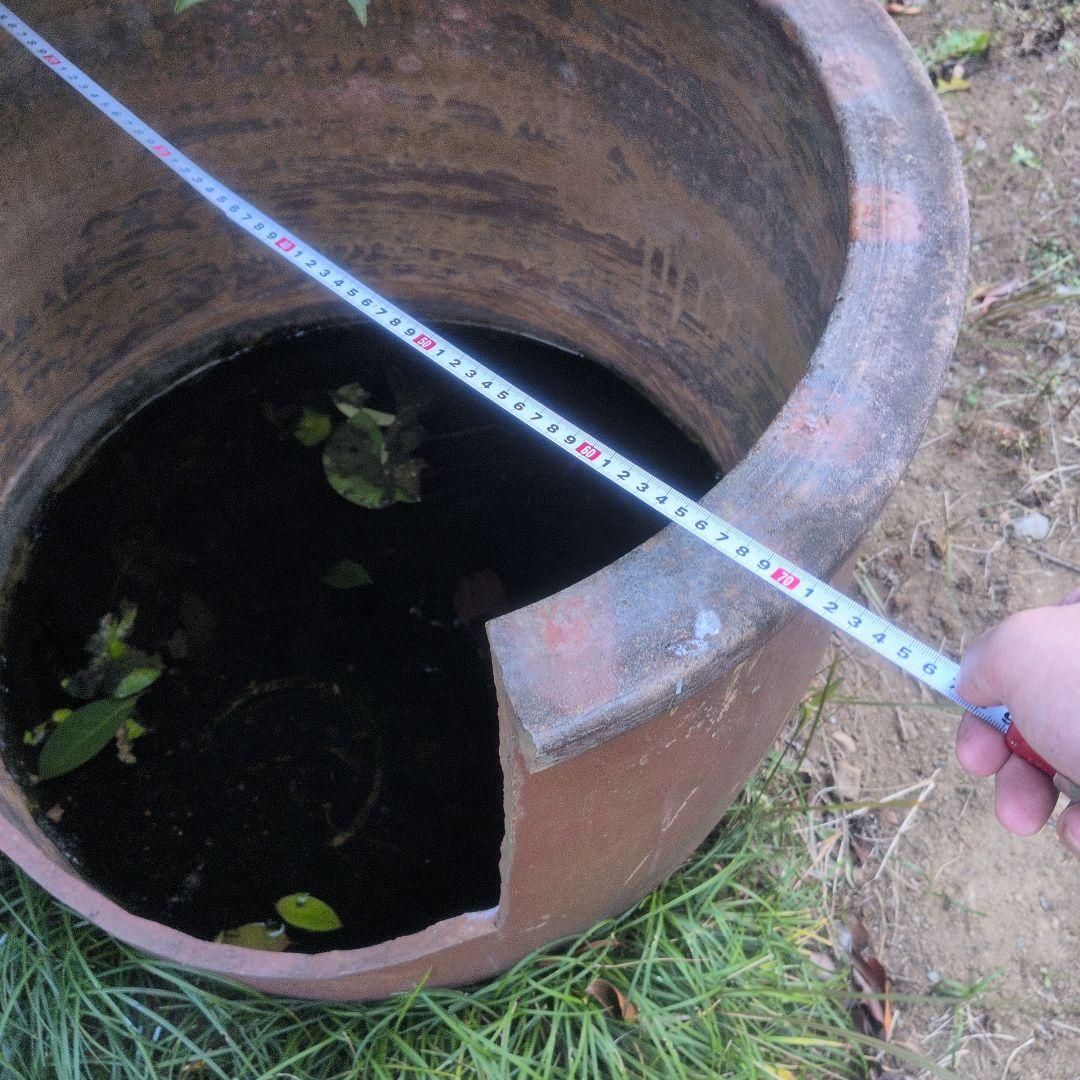 古民具 リメイク 火鉢 金魚鉢 メダカ鉢 水連鉢 骨董 アンティーク　割れ加工