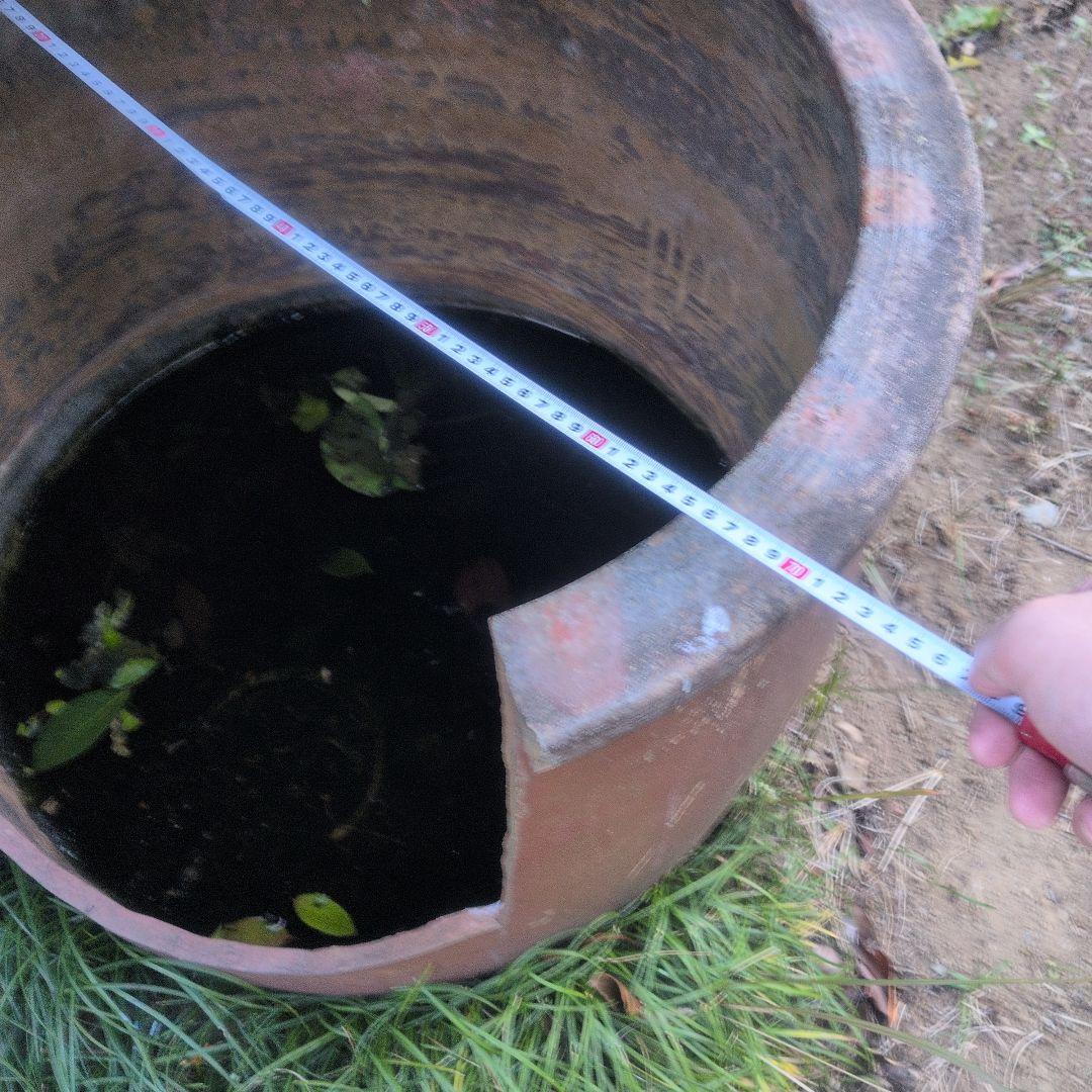 古民具 リメイク 火鉢 金魚鉢 メダカ鉢 水連鉢 骨董 アンティーク　割れ加工