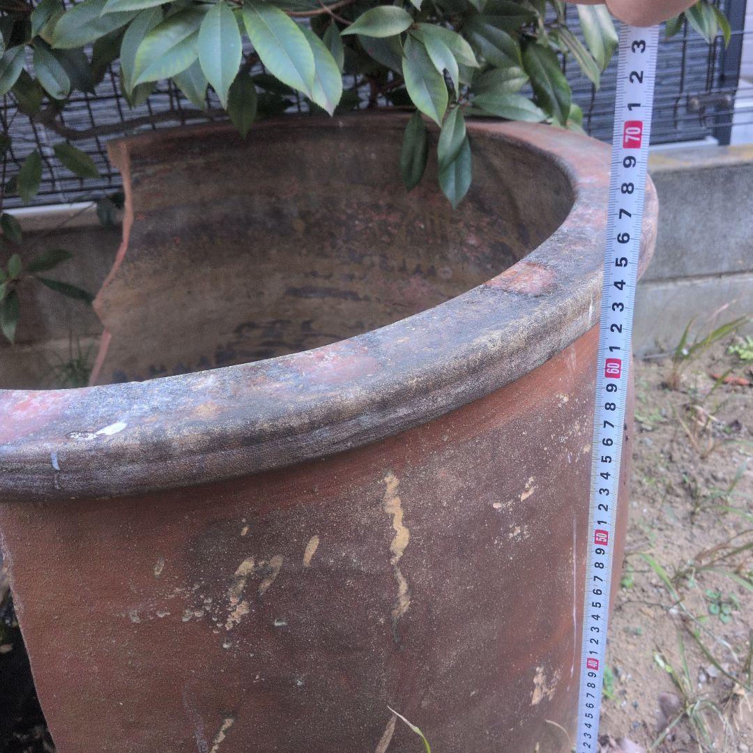 古民具 リメイク 火鉢 金魚鉢 メダカ鉢 水連鉢 骨董 アンティーク　割れ加工