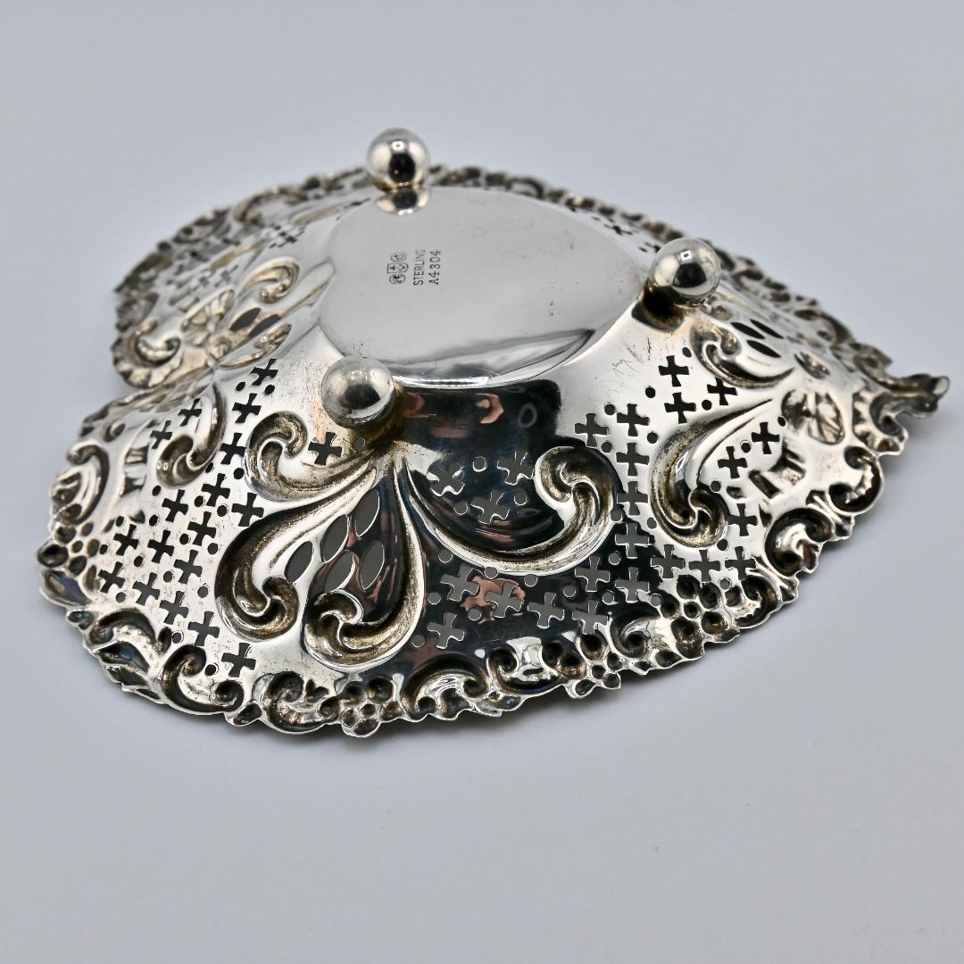 M1314 Antique 1910s 純銀 Gorham ハート型 トレイ