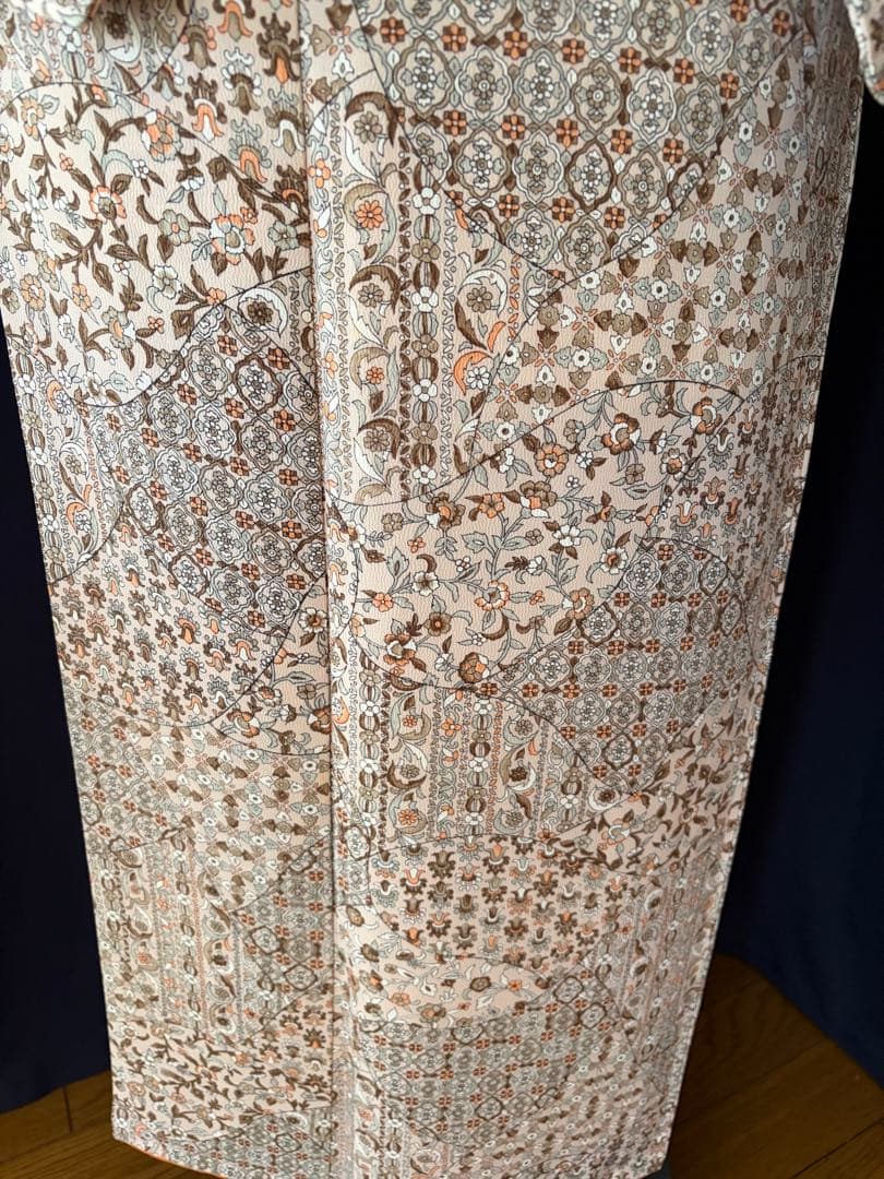 ★専用★ 【更紗小紋】更紗切り嵌め　細かな彫りの柄　洋草花菱文　しつけ付き