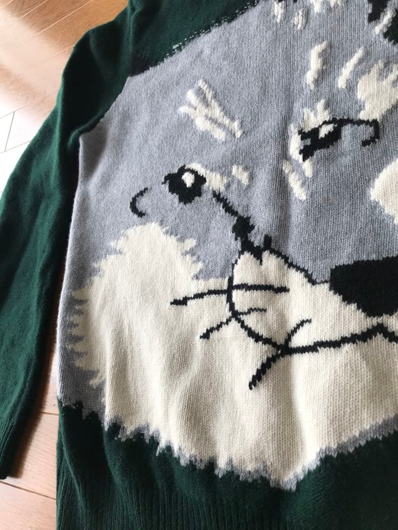 メゾンキツネ　ダークグリーン　Lサイズ　ニットセーター
