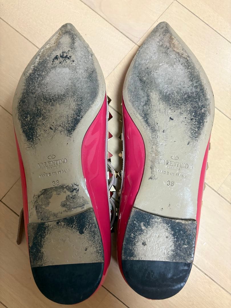 ヴァレンティノ VALENTINO ロックスタッズシューズ　フラット　ピンク