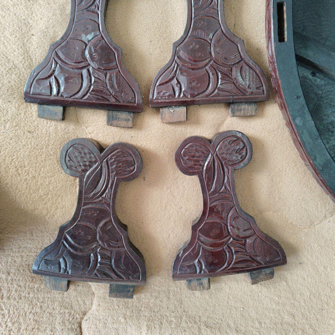 中国骨董？ 唐家具 飾彫り 円卓 座卓 ちゃぶ台 センターテーブル 古家具レトロ