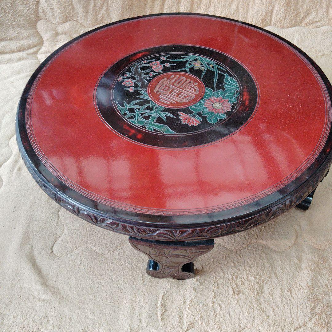 中国骨董？ 唐家具 飾彫り 円卓 座卓 ちゃぶ台 センターテーブル 古家具レトロ