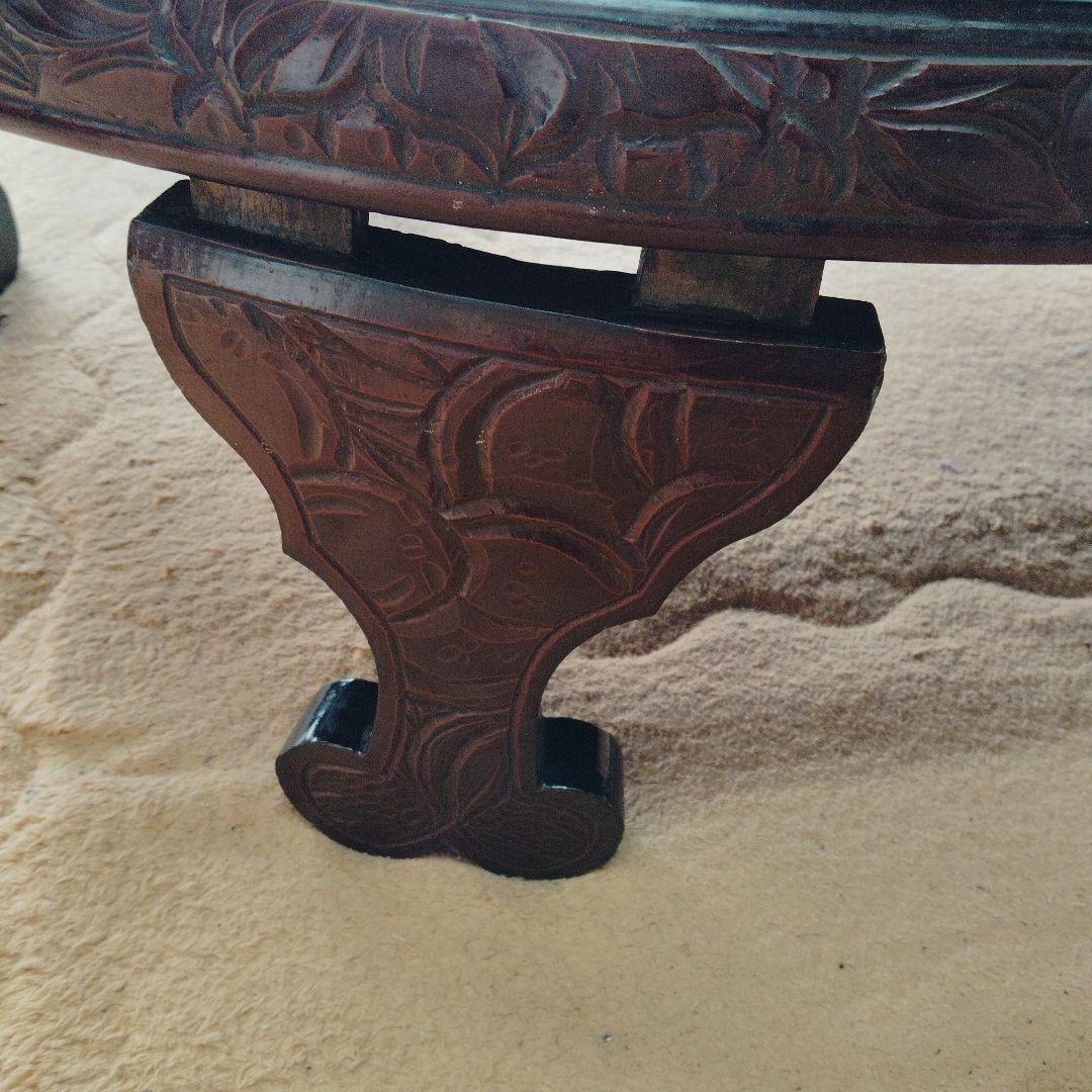 中国骨董？ 唐家具 飾彫り 円卓 座卓 ちゃぶ台 センターテーブル 古家具レトロ