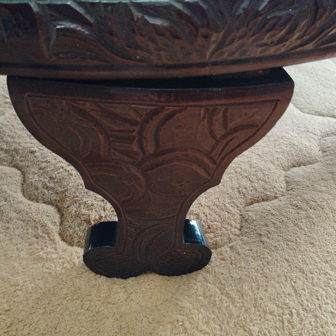 中国骨董？ 唐家具 飾彫り 円卓 座卓 ちゃぶ台 センターテーブル 古家具レトロ