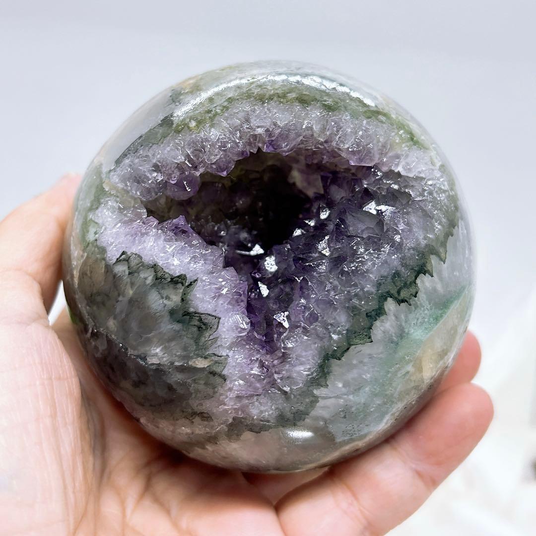 【天然石】希少！グリーンアメジストロスフィア 大玉81ミリ