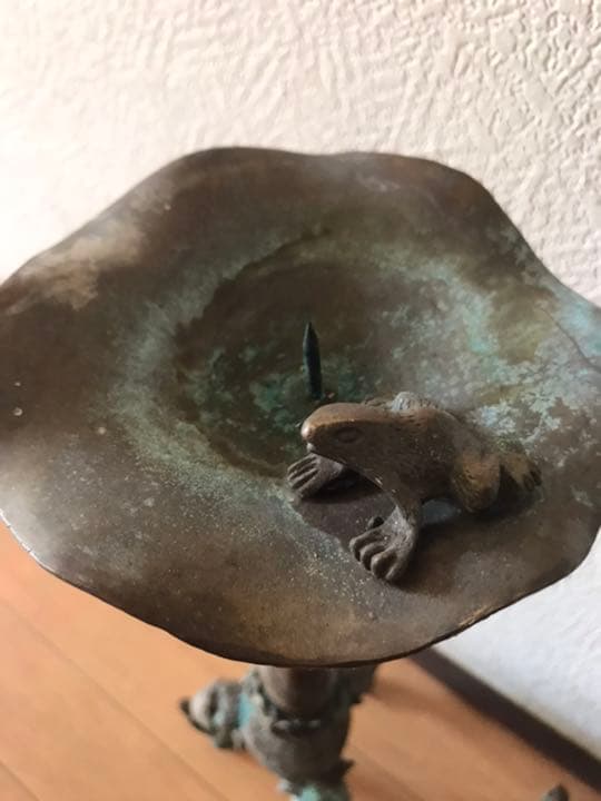 燭台，古銅製，古美術品，旧家藏出し，兩個重3300克