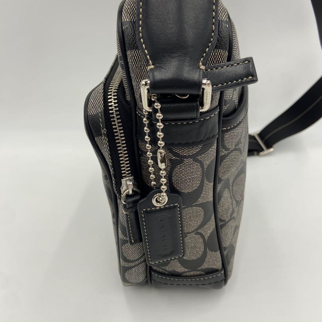 美品✨コーチ ショルダーバッグ F70078 ヘリテージ　シグネチャー ブラック