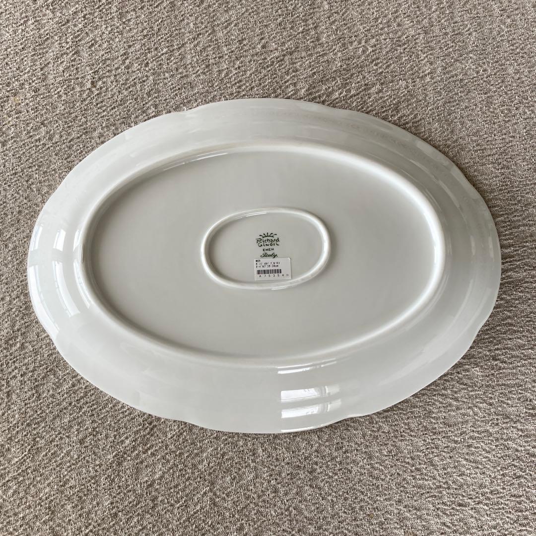 ボンジョルノブルーロゴ Murat white 34センチオーバルプラター