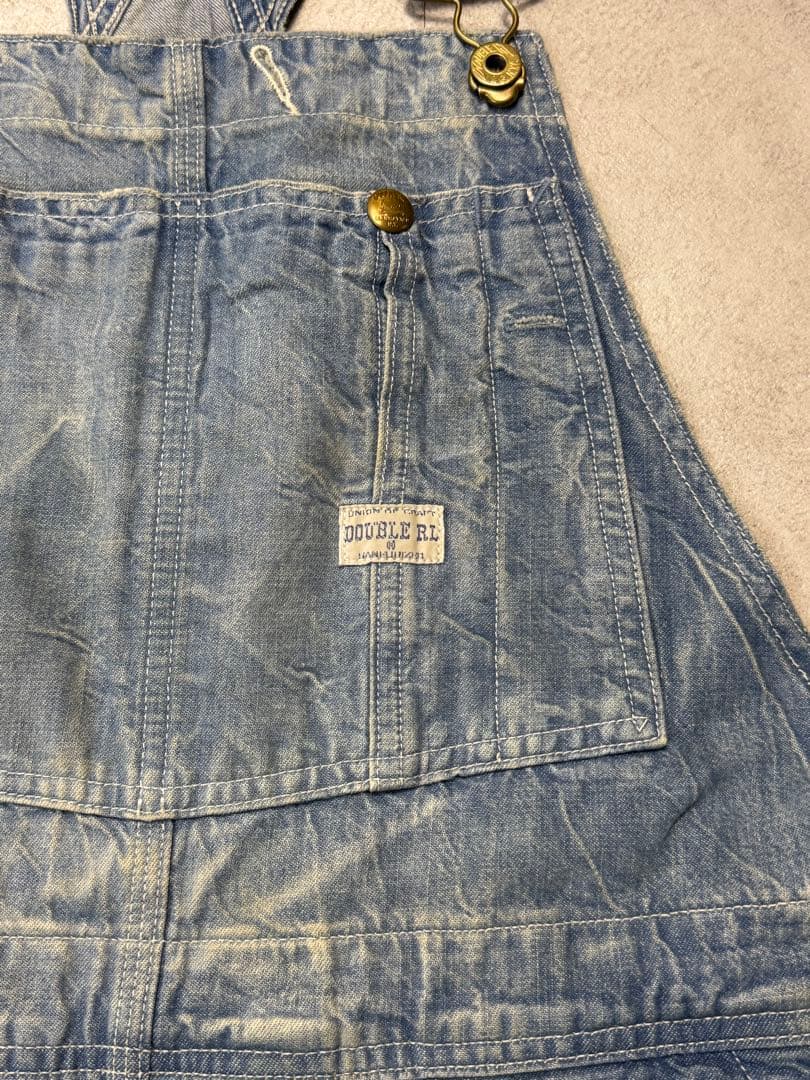 RRL ダブルアールエル ライトブルー ダメージ加工 デニムオーバーオール