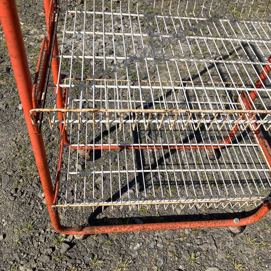 昭和レトロ オレンジ 商店 陳列棚 ラック ワゴン 4段 ジャンクガーデン