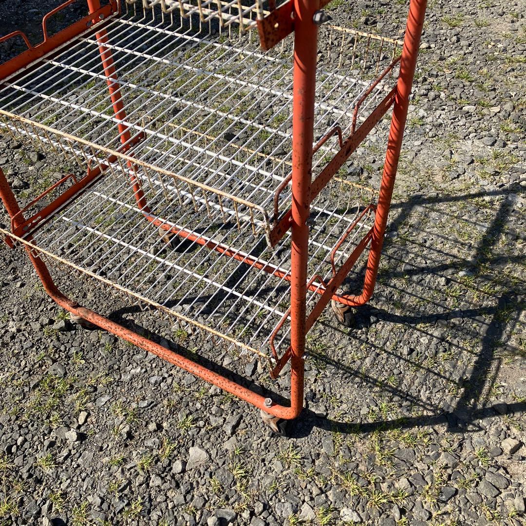 昭和レトロ オレンジ 商店 陳列棚 ラック ワゴン 4段 ジャンクガーデン