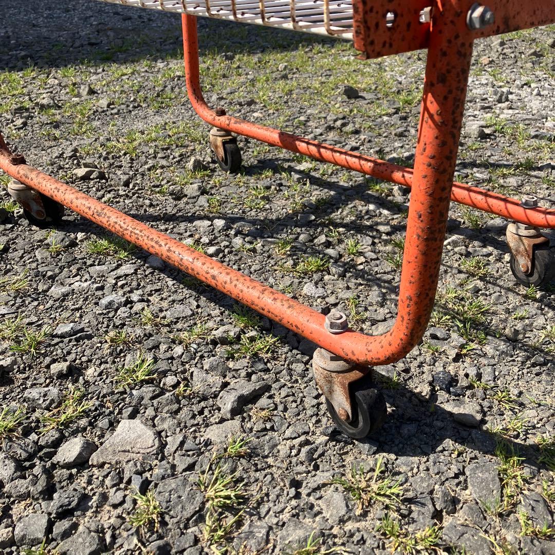 昭和レトロ オレンジ 商店 陳列棚 ラック ワゴン 4段 ジャンクガーデン