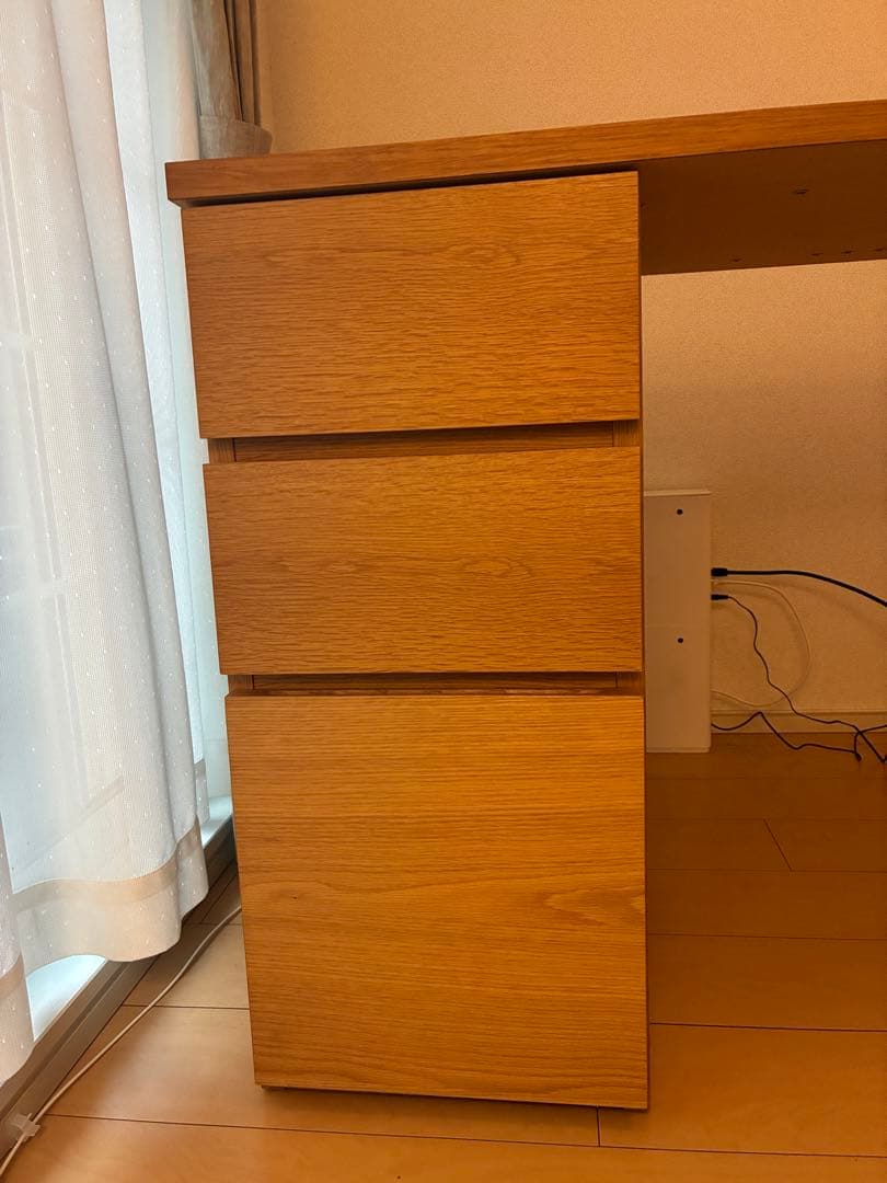 Shin ACTUS ナチュラルウッドデスク 引き出し付き