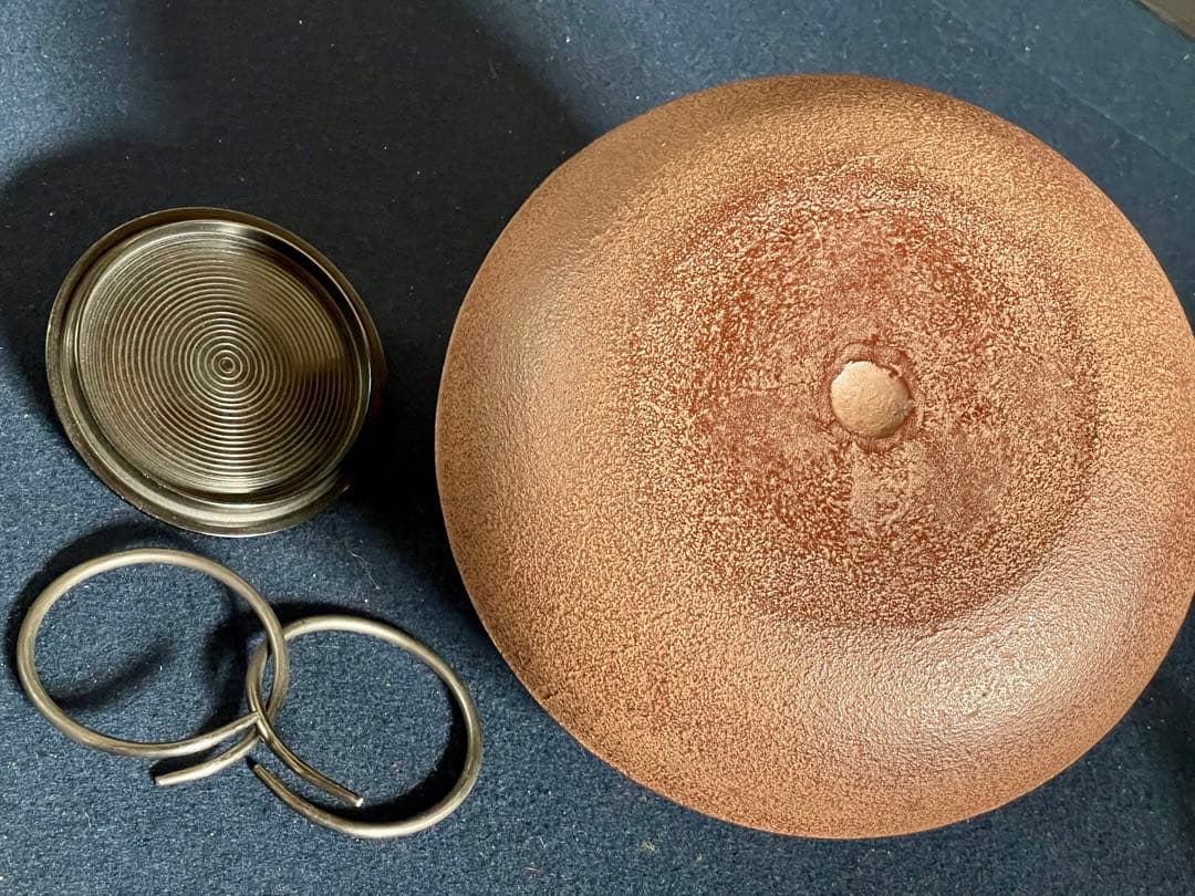 割引❗️【未使用 美品】「母」 刷毛目地紋 姥口 平丸釜 浄清 釜鐶（1014D）