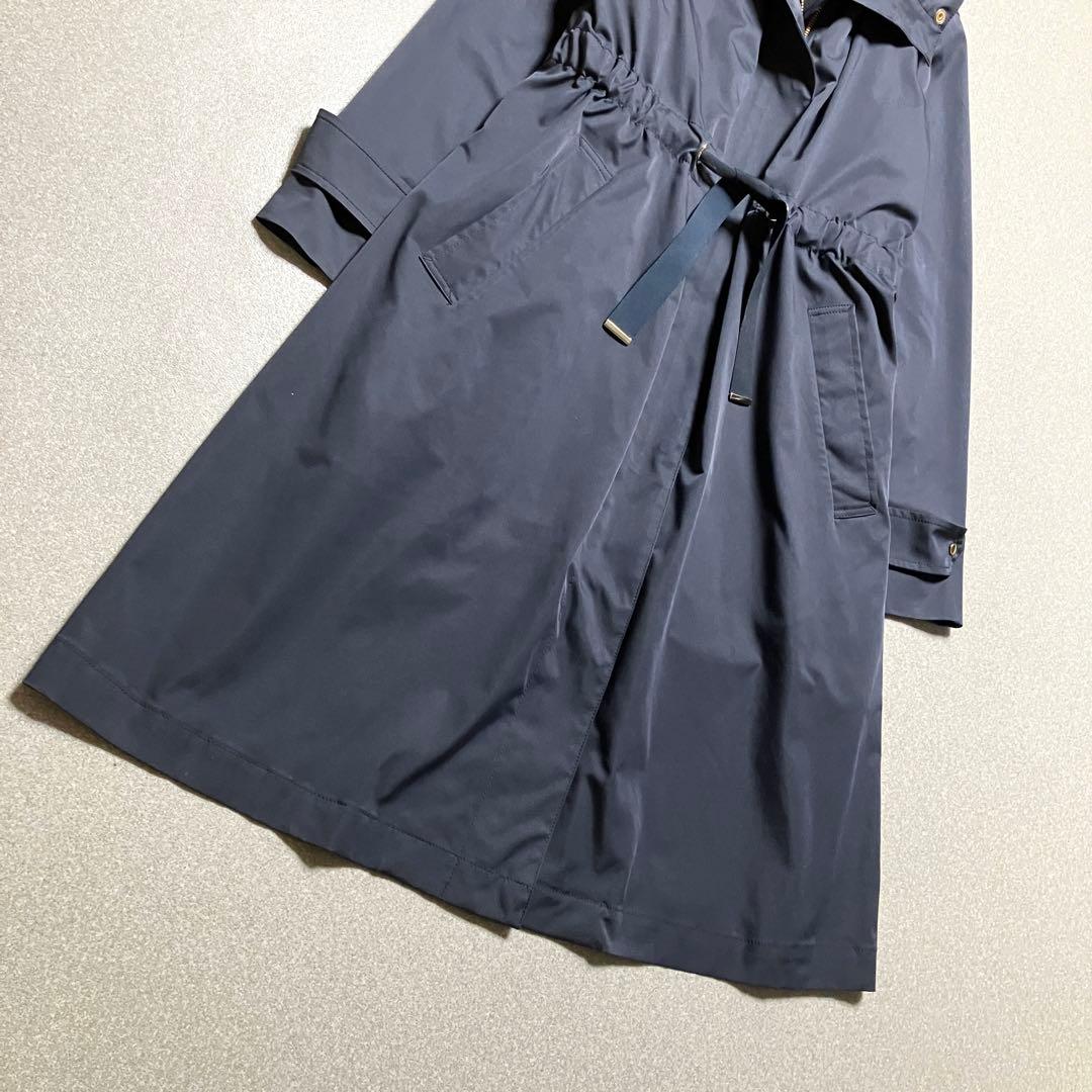 近年 ANAYI ブライトツイルライナーモッズコート フードロング アナイ 紺