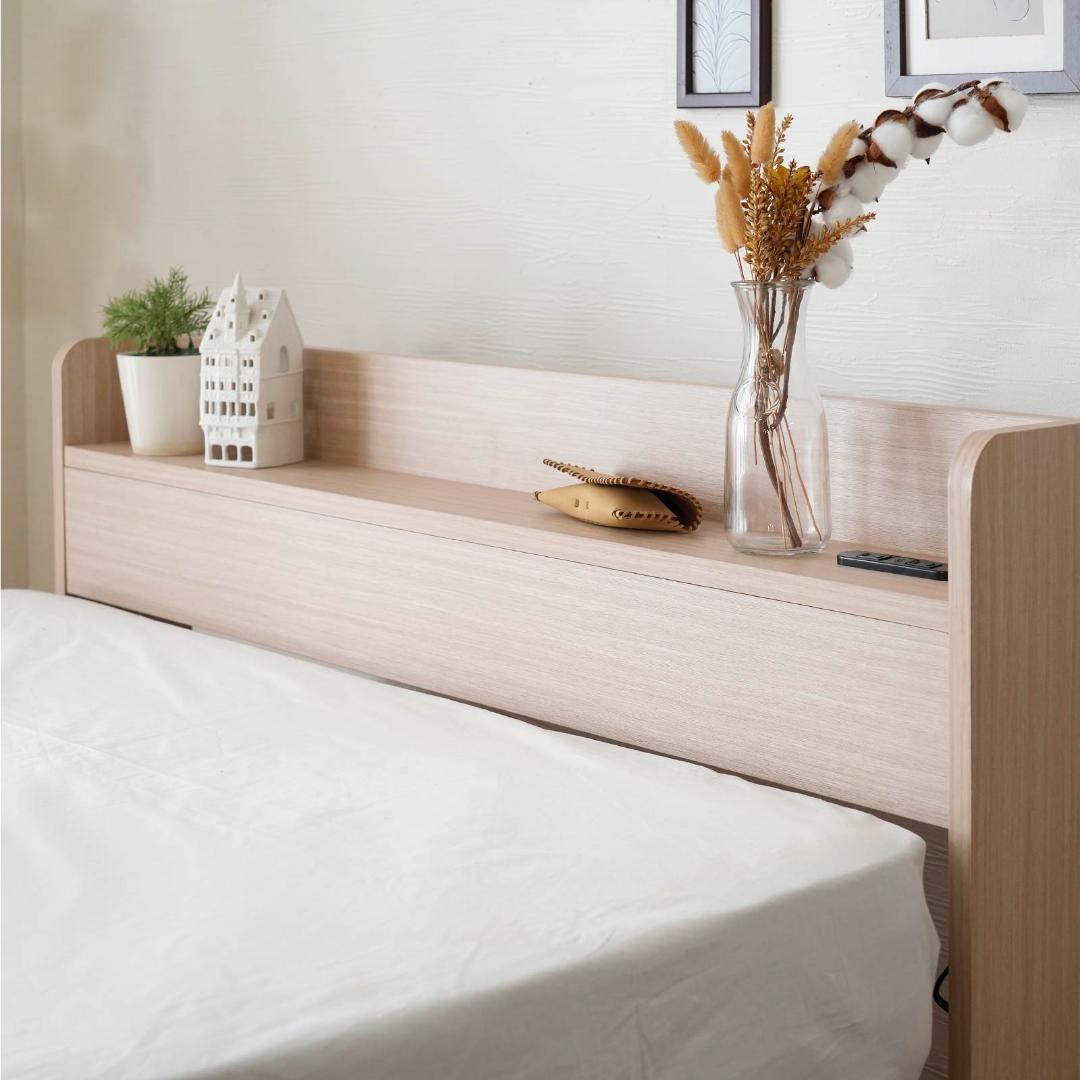 クイーン ベッドフレー ム 単品 収納 コンセント付 新品送料込 最短翌日着