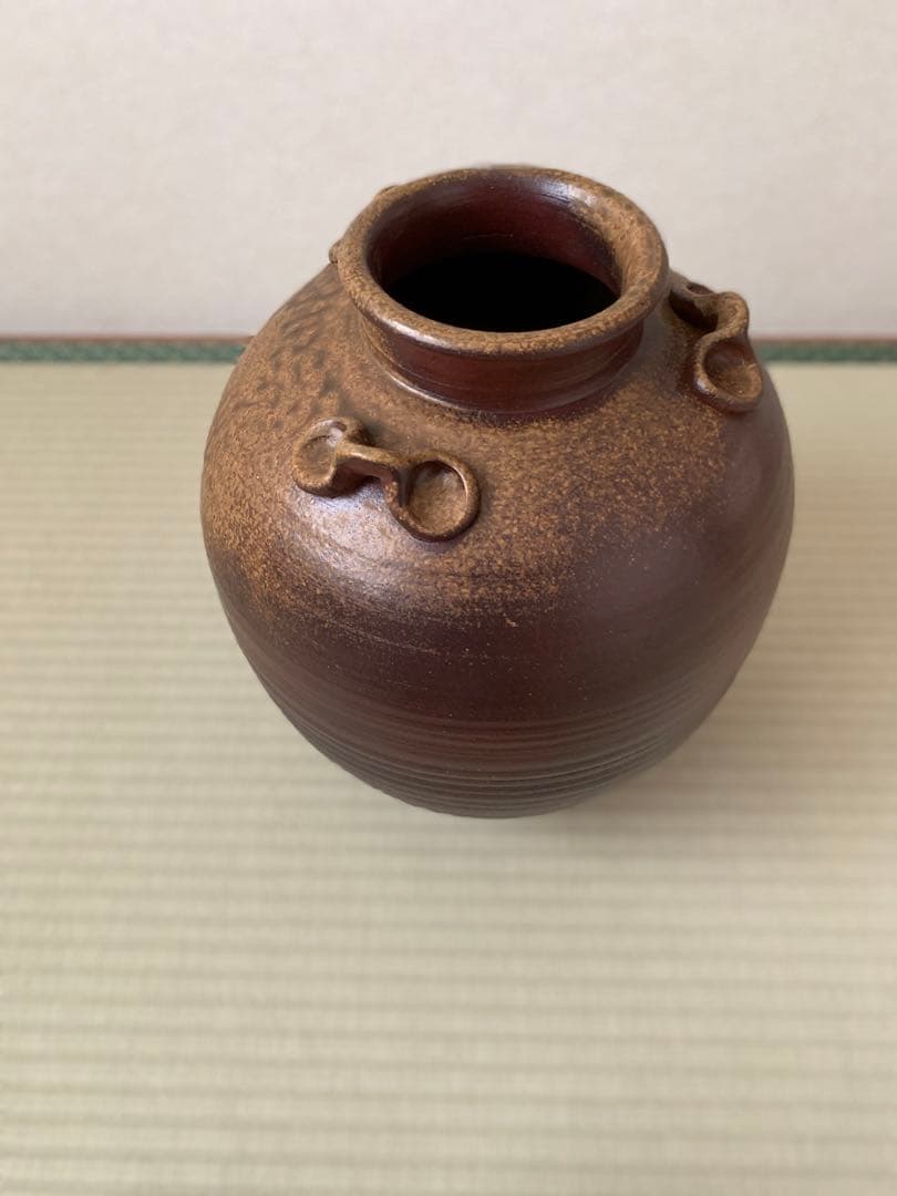 備前焼　花瓶　三つ耳壺