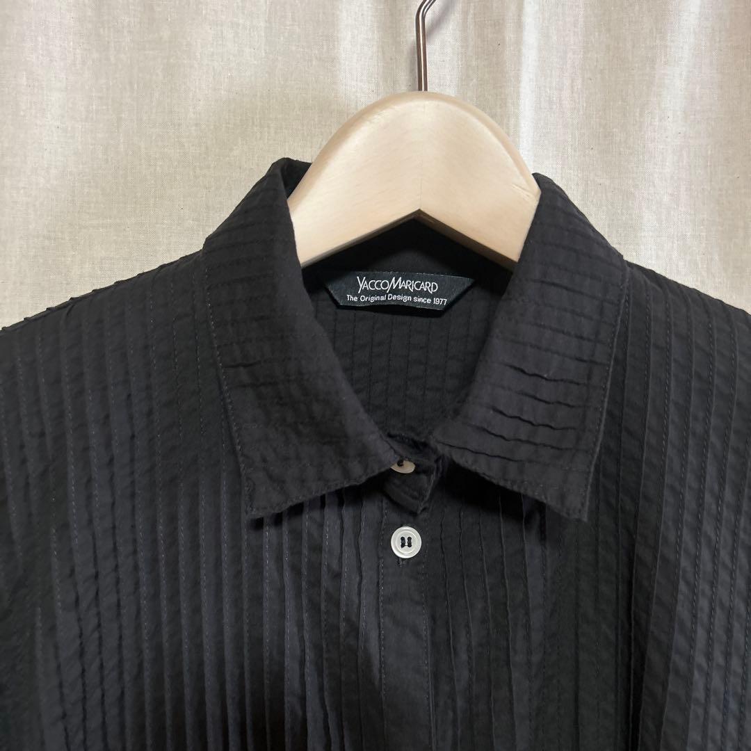 【ヤッコマリカルド】総ピンタック長袖ブラウス黒