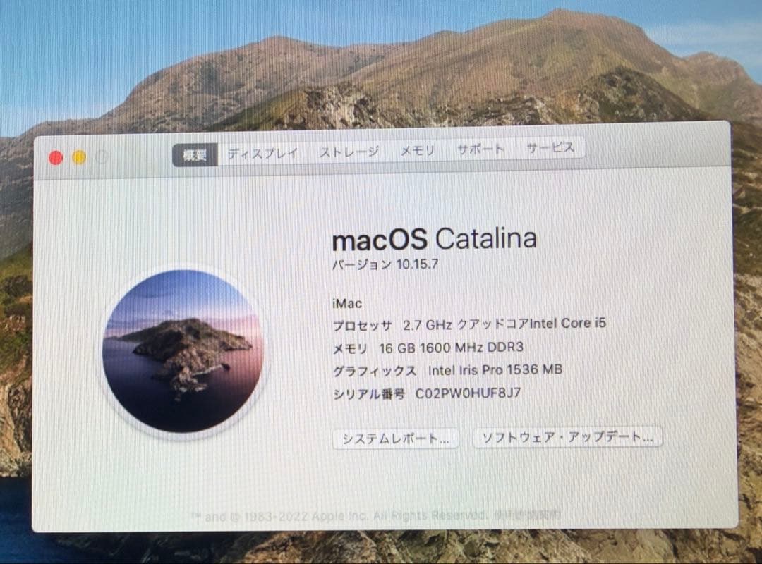 iMac 21.5インチ（macOS Catalina )late2013