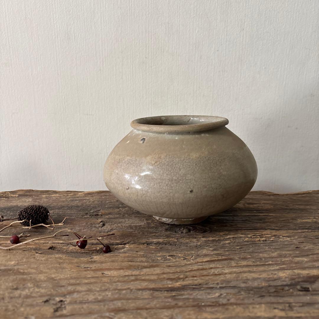 李朝壷　丸壷　白磁　塩笥壺　韓国骨董品.スッカラ.アンティーク.古民芸.立原正秋