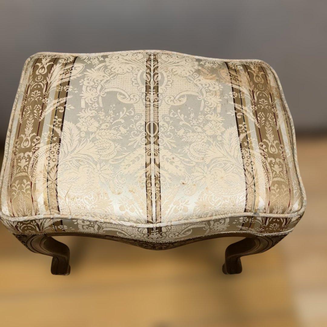 送料無料 猫脚クラシック調スツール2脚セット 彫刻入り木製フレーム 251229