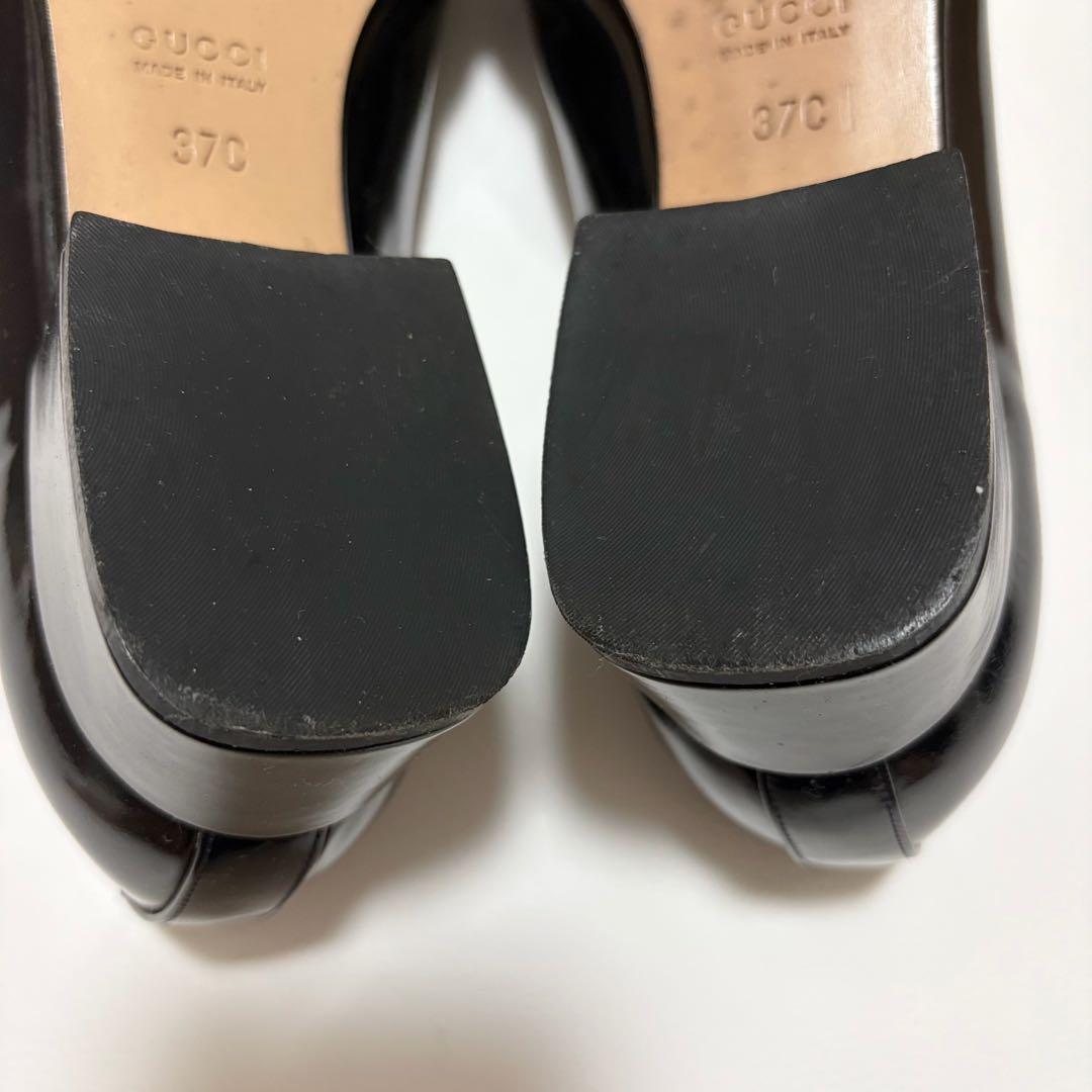 極美品✨GUCCI ホースビット パンプス チャンキーヒール パテントレザー 黒