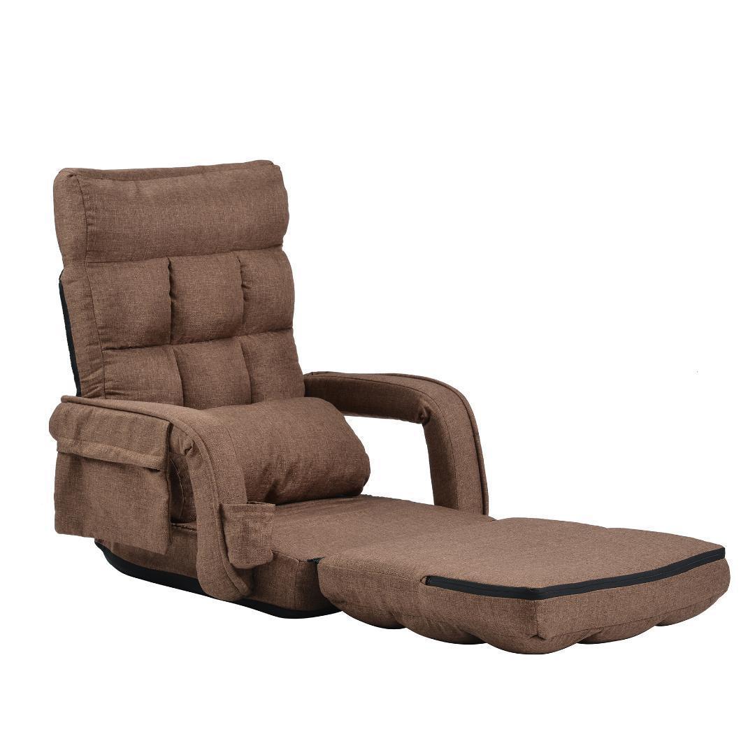 座椅子リクライニング14段ギア リクライニングチェアーコンパクト【ブラウン】