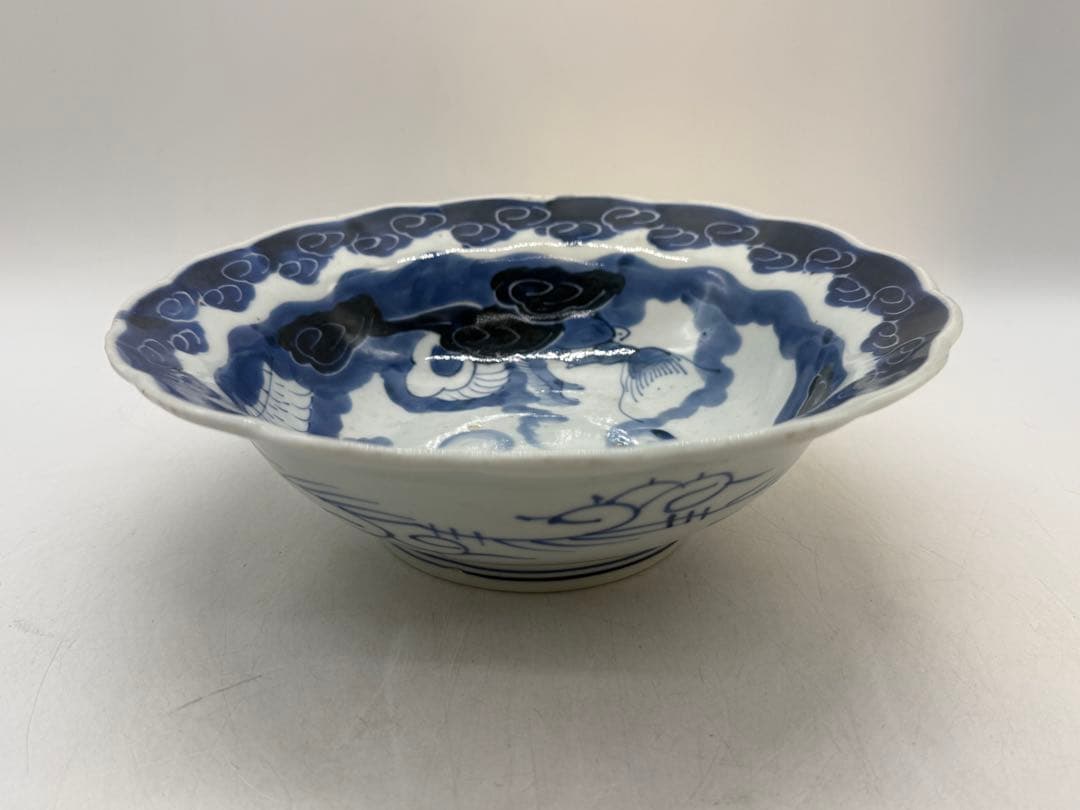 染付　龍紋輪口大鉢　伊万里　送料込2560118