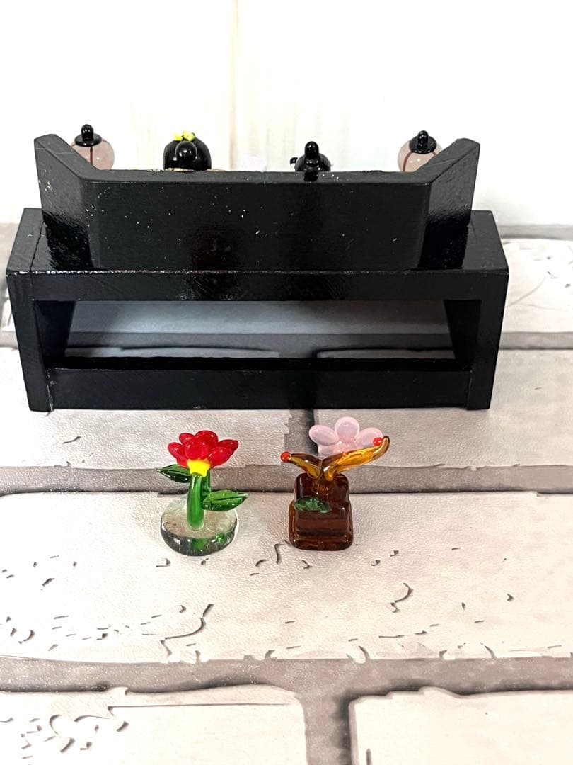 雛人形　ガラス細工　豆雛　三段飾り　ミニチュア