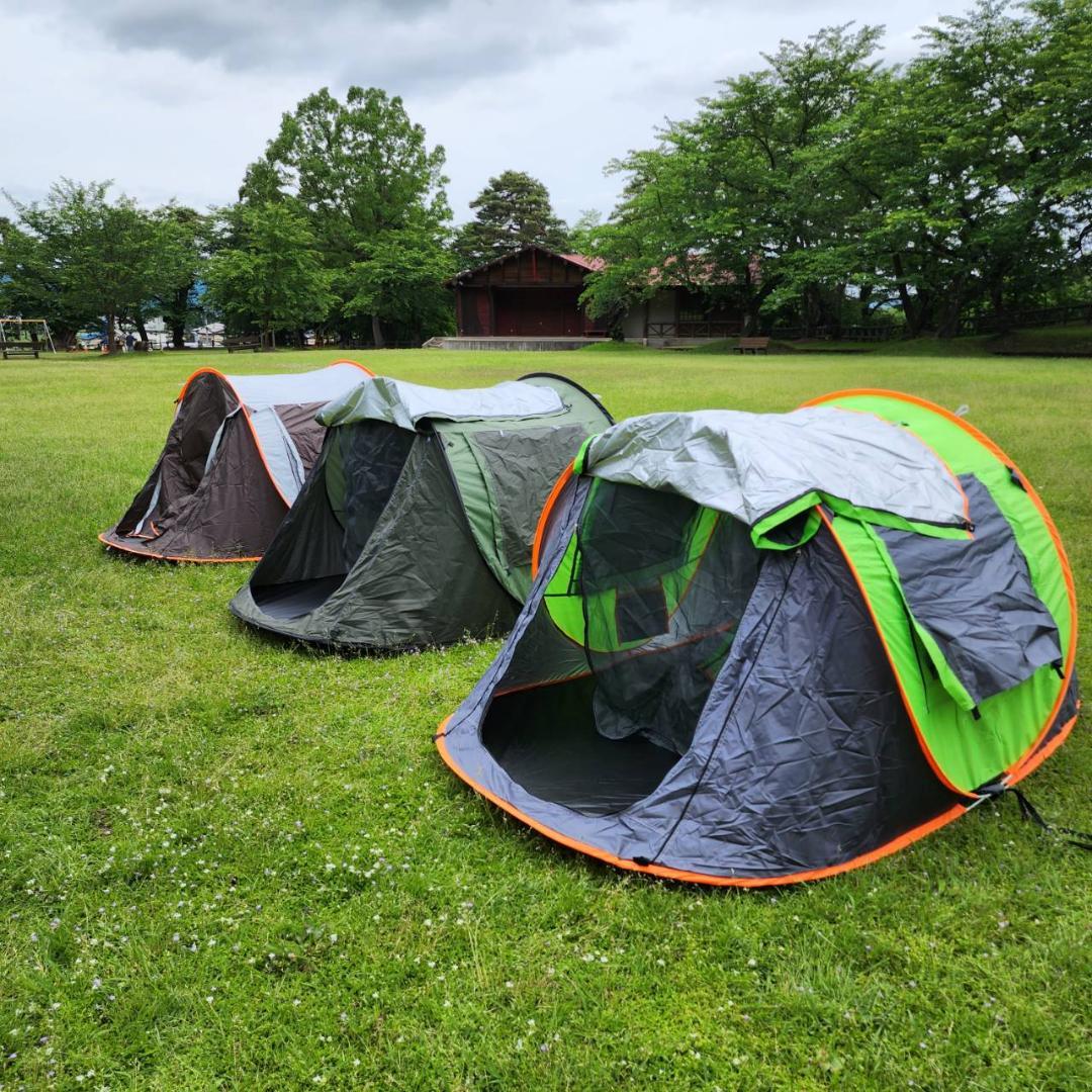 キャンプ用　テント　ポップアップテント　uv加工　BBQ　グリーン&オレンジ