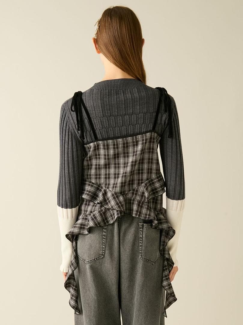 【新品】FUR FUR フリルキャミトップス BLK フリー