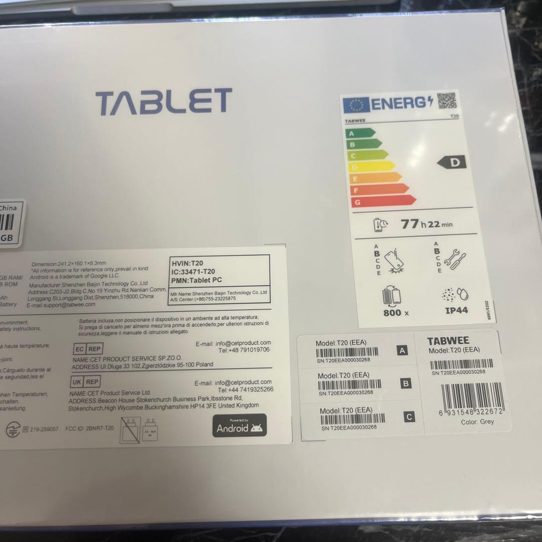 tabwee T20 タブレット 8gb256gb グレー