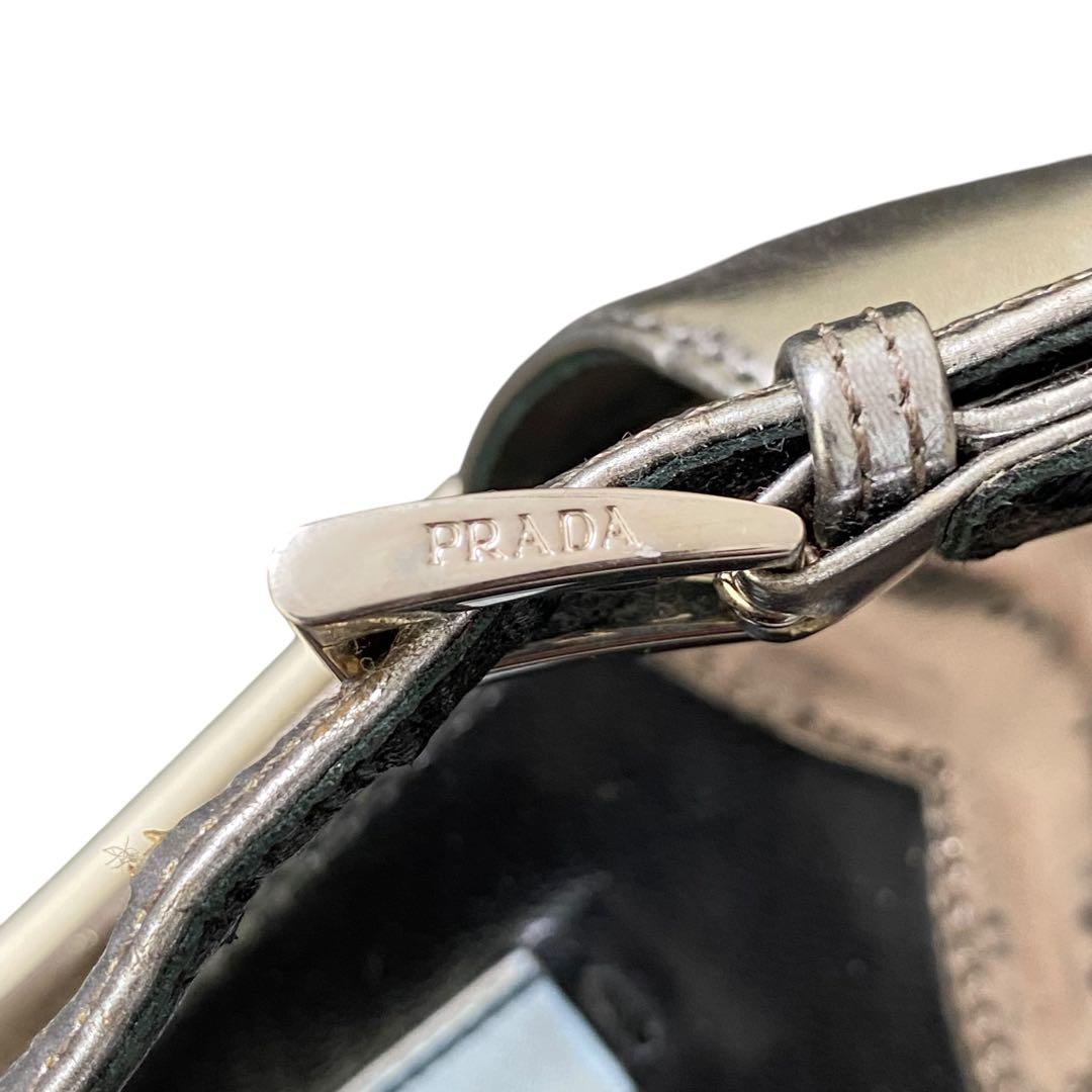 プラダ　ミュール　ハイヒール　ウェッジソール　メタリック　ストラップ　25cm