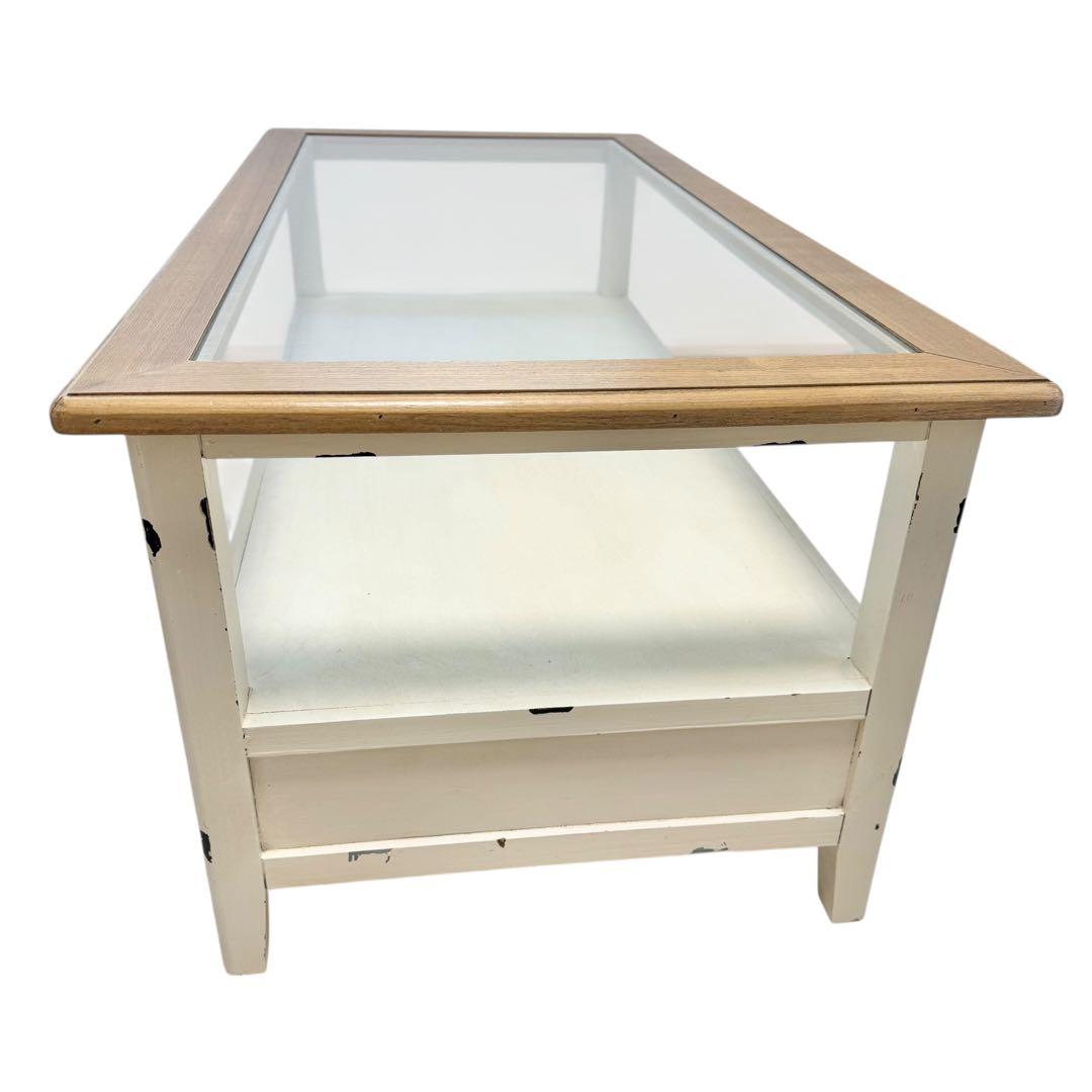 【廃盤】AZUMAYA 東谷 テーブル COL-013 ガラス天板 引き出し付き