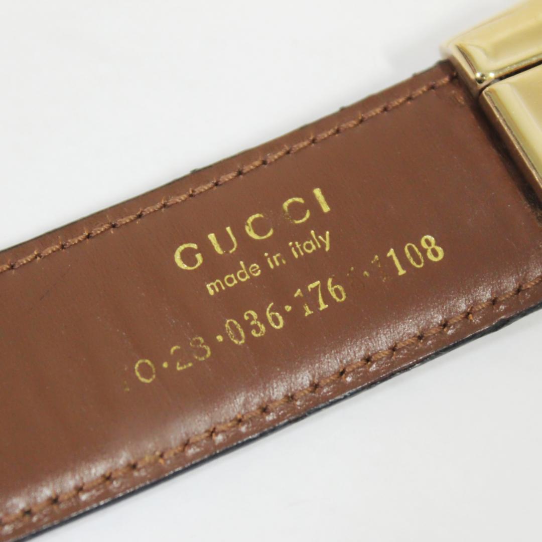 美品 グッチ ベルト G型バックル レザー ゴールド ブラック GUCCI