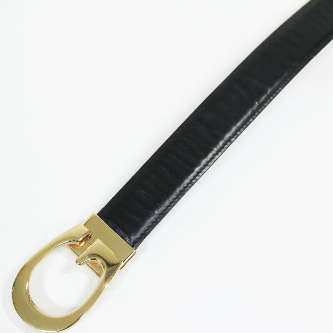 美品 グッチ ベルト G型バックル レザー ゴールド ブラック GUCCI