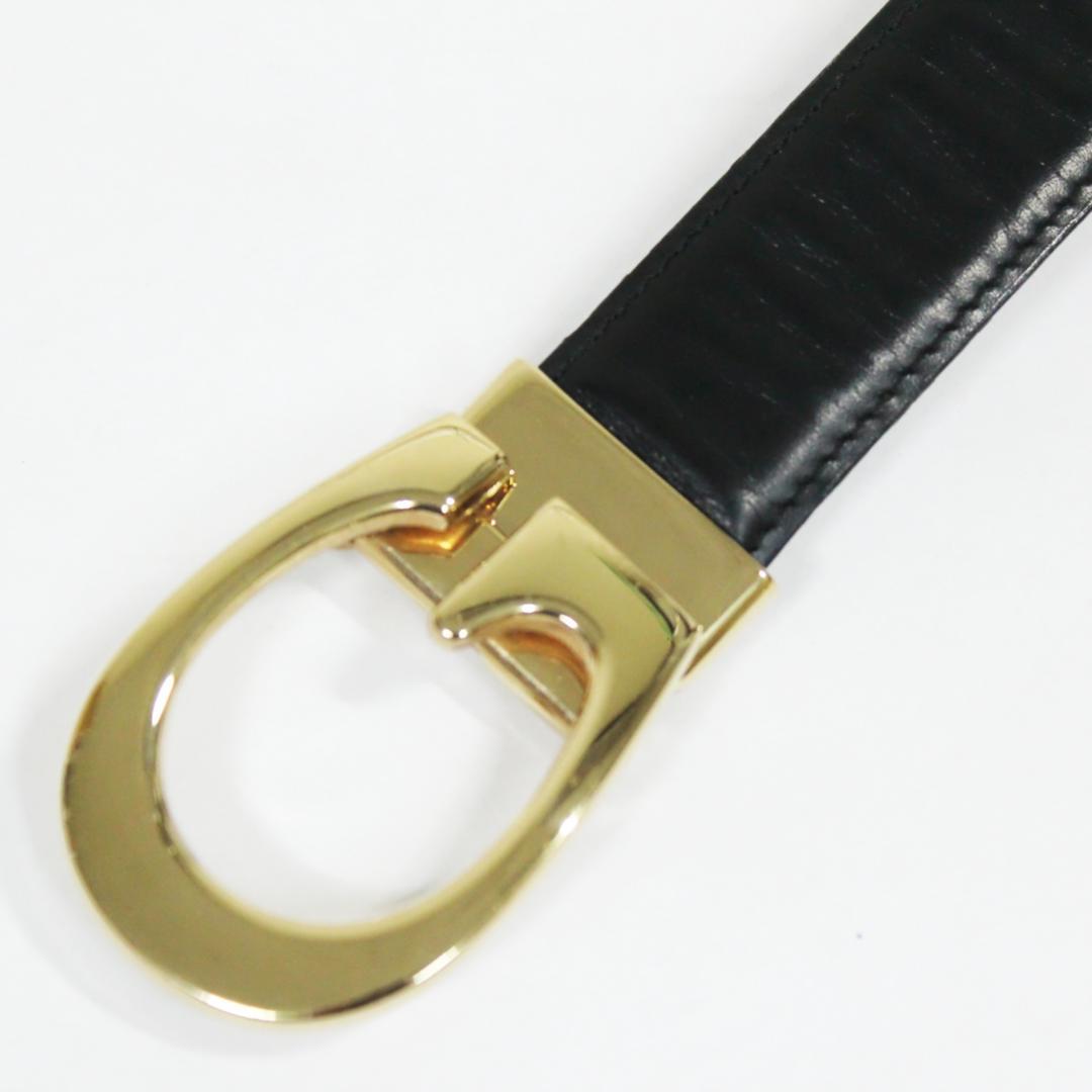 美品 グッチ ベルト G型バックル レザー ゴールド ブラック GUCCI