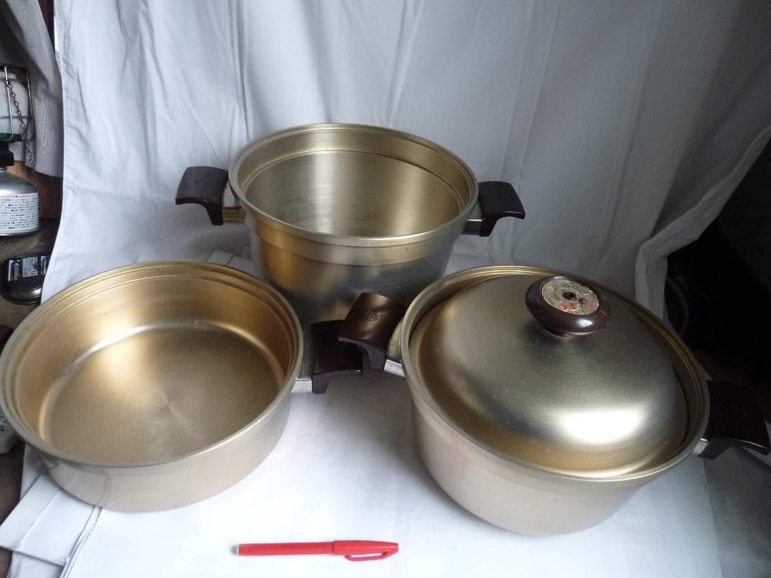 しばのキッチンゴールド鍋セット 径26、高さ18/13/8.5ｃｍ