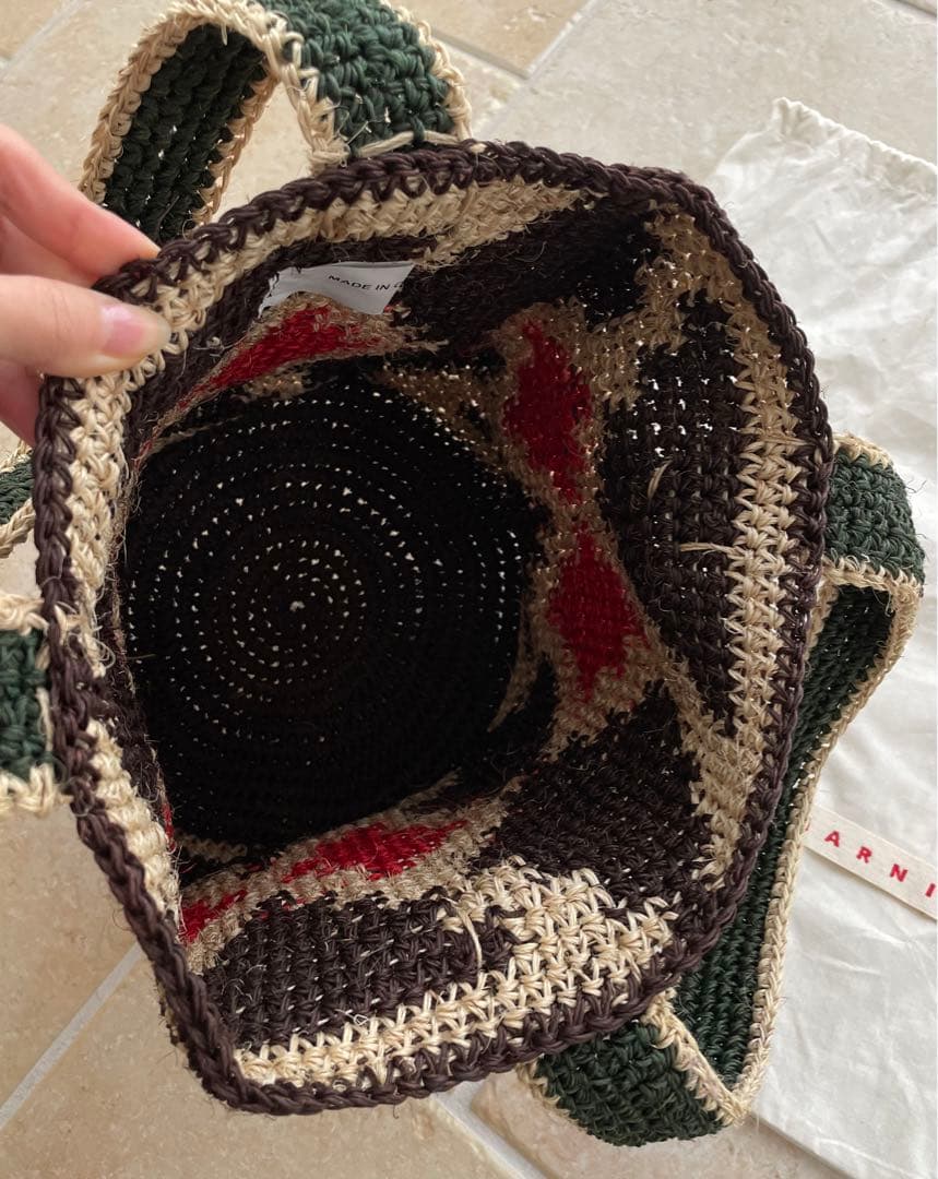 MARNI MARKET 幾何学模様 フィケ かごバッグ