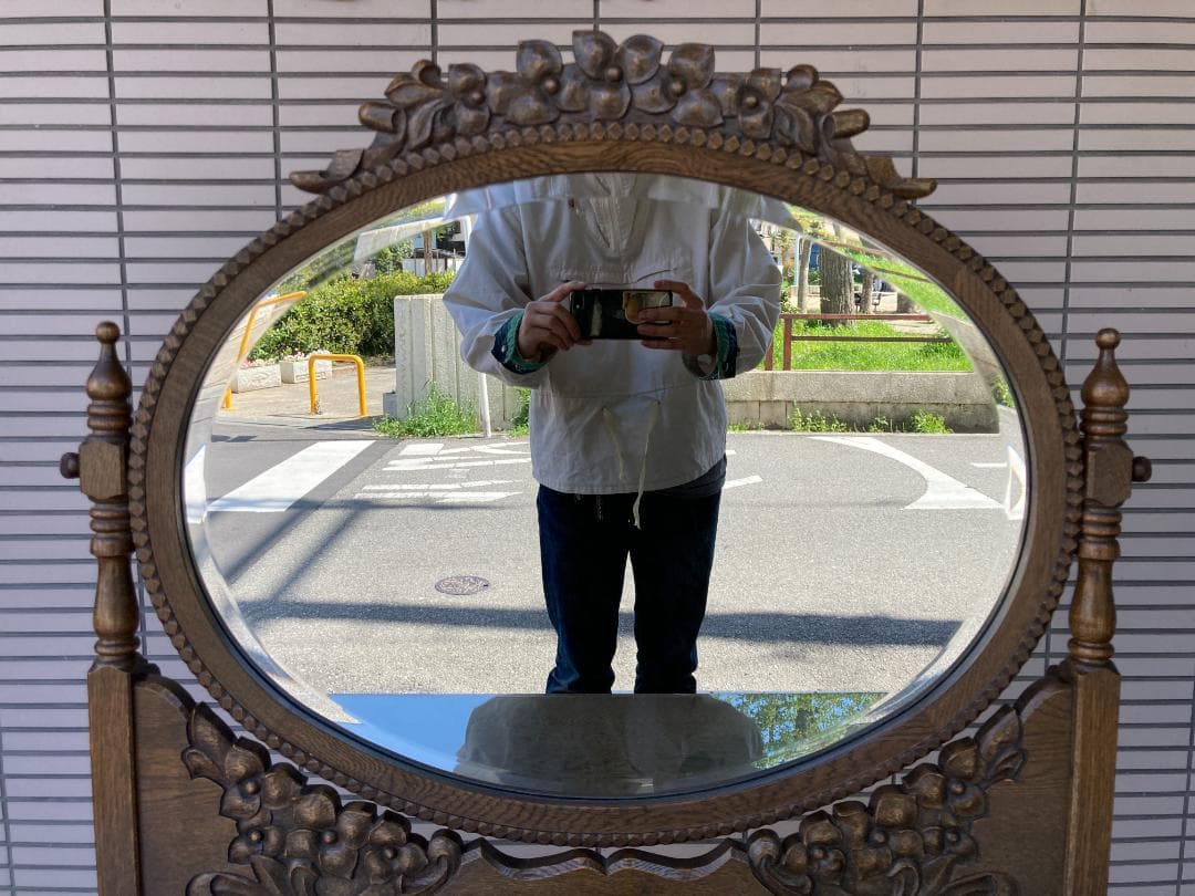 美品☆神戸洋家具／伊藤家具／オーク材無垢／ドレッサー・スツールセット