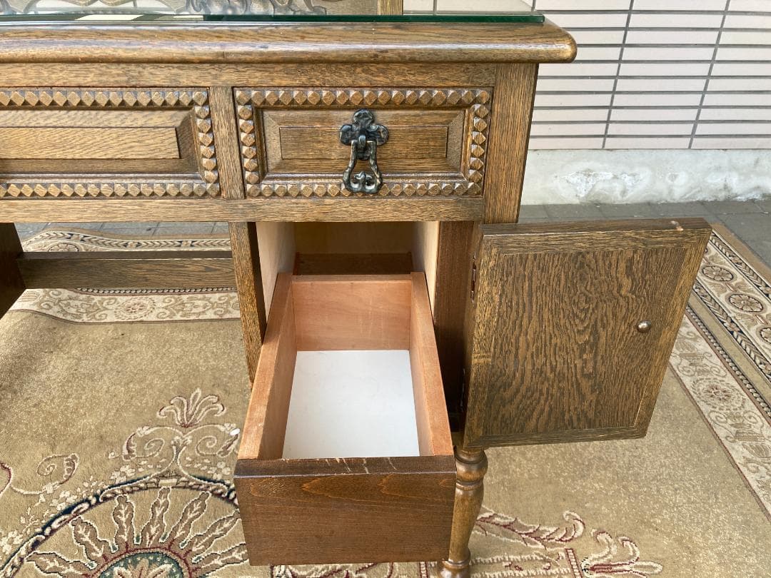 美品☆神戸洋家具／伊藤家具／オーク材無垢／ドレッサー・スツールセット