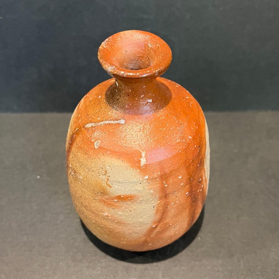 新品　人間国宝　伊勢崎淳　徳利／陶歴共布共箱あり　緋襷　個展購入品